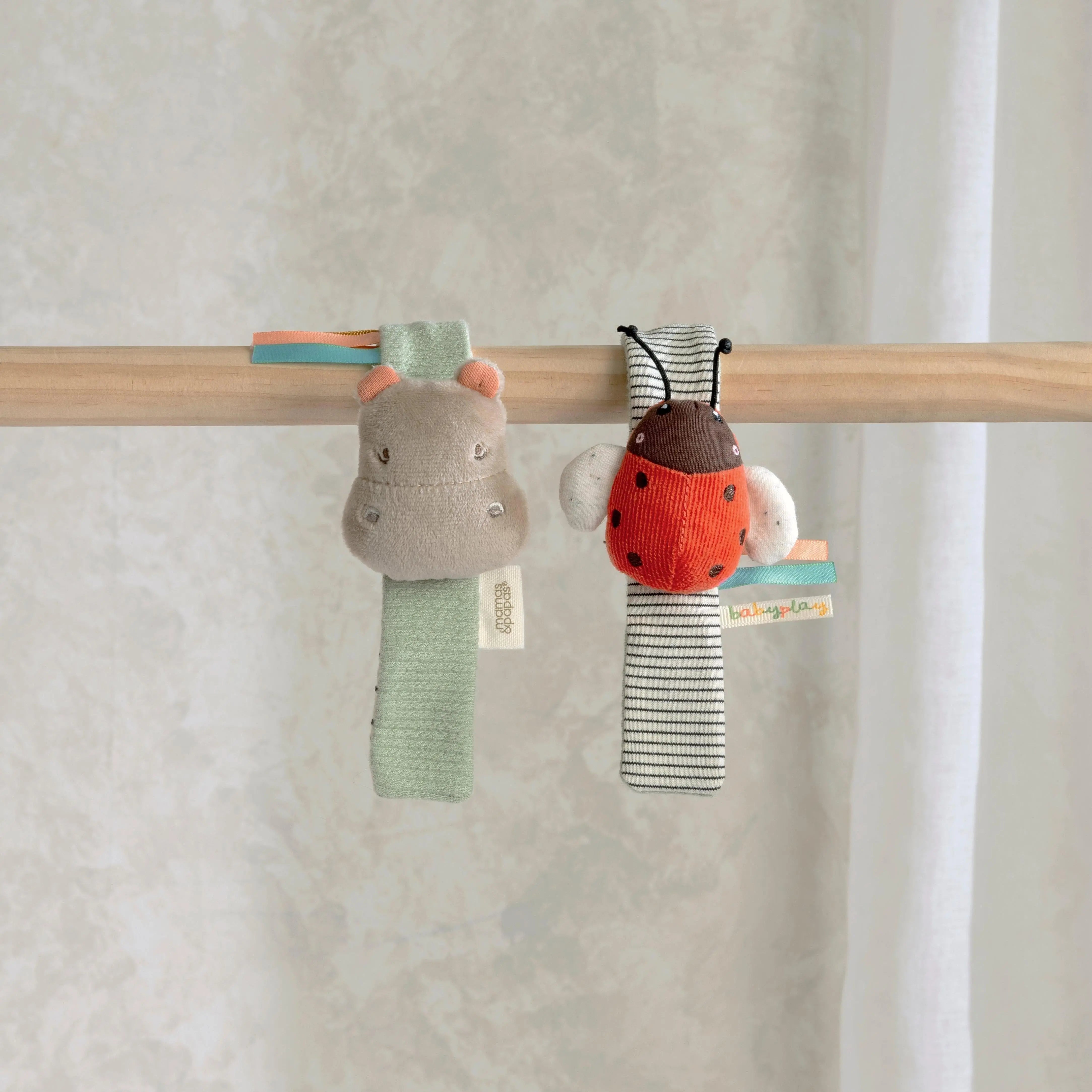 Wrist Rattles - Hippo/Ladybird (2 Pack)