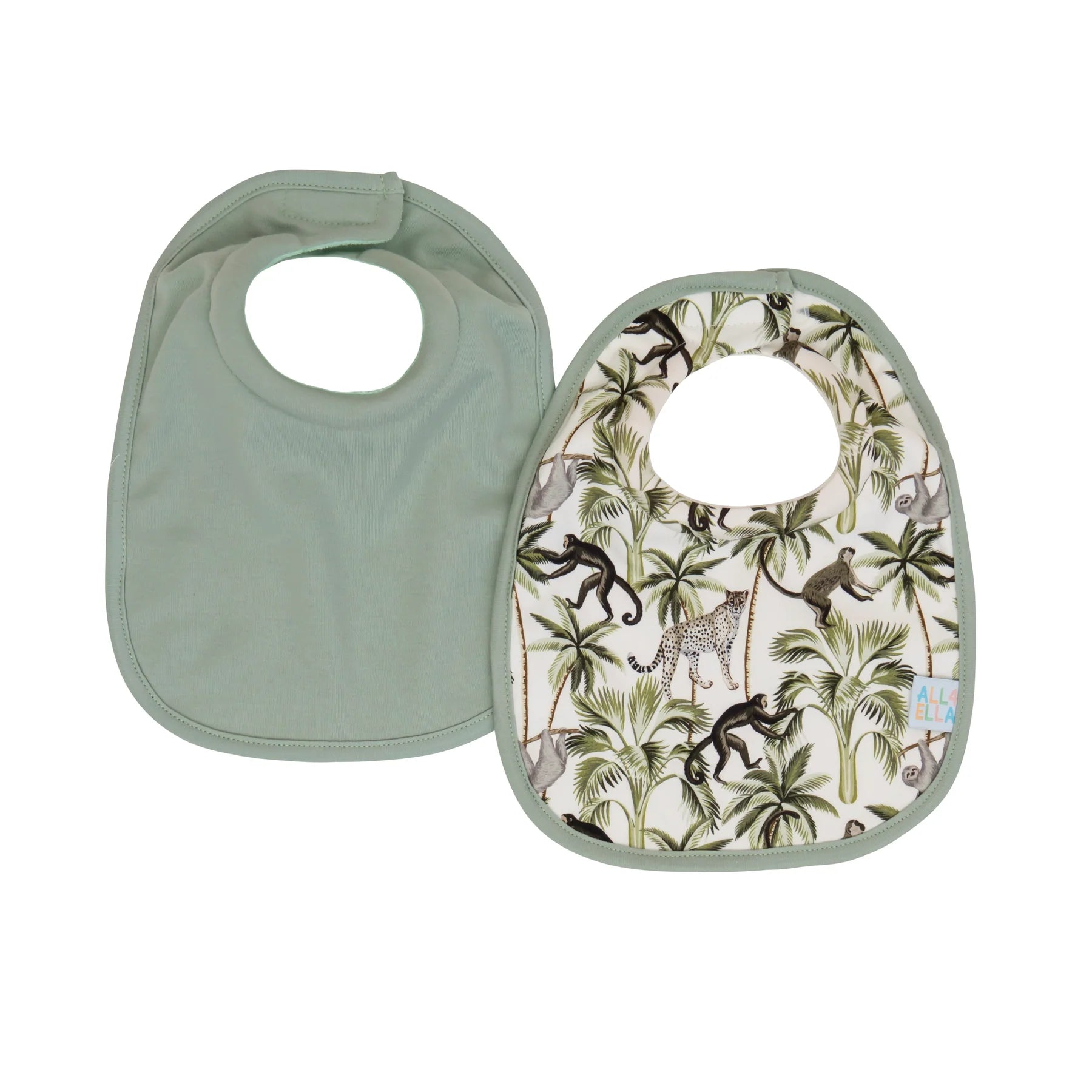 All 4 Ella Roll Neck Bibs 2pk - Monkey