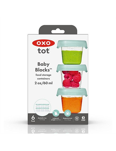 OXO Tot Baby Blocks Freezer Storage Containers – 60ml  6 Pack (Opal)