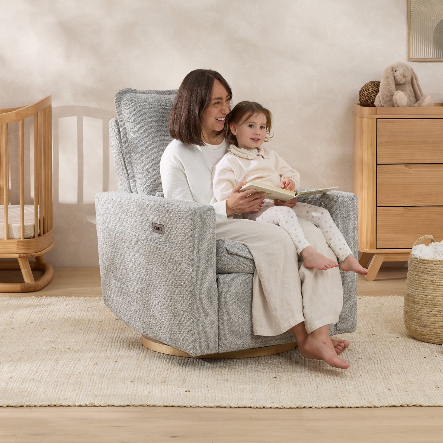 Tweed Glider Rocker Il Tutto Frankie Electric Recliner Glider Nursery Chair Soft Tweed ...