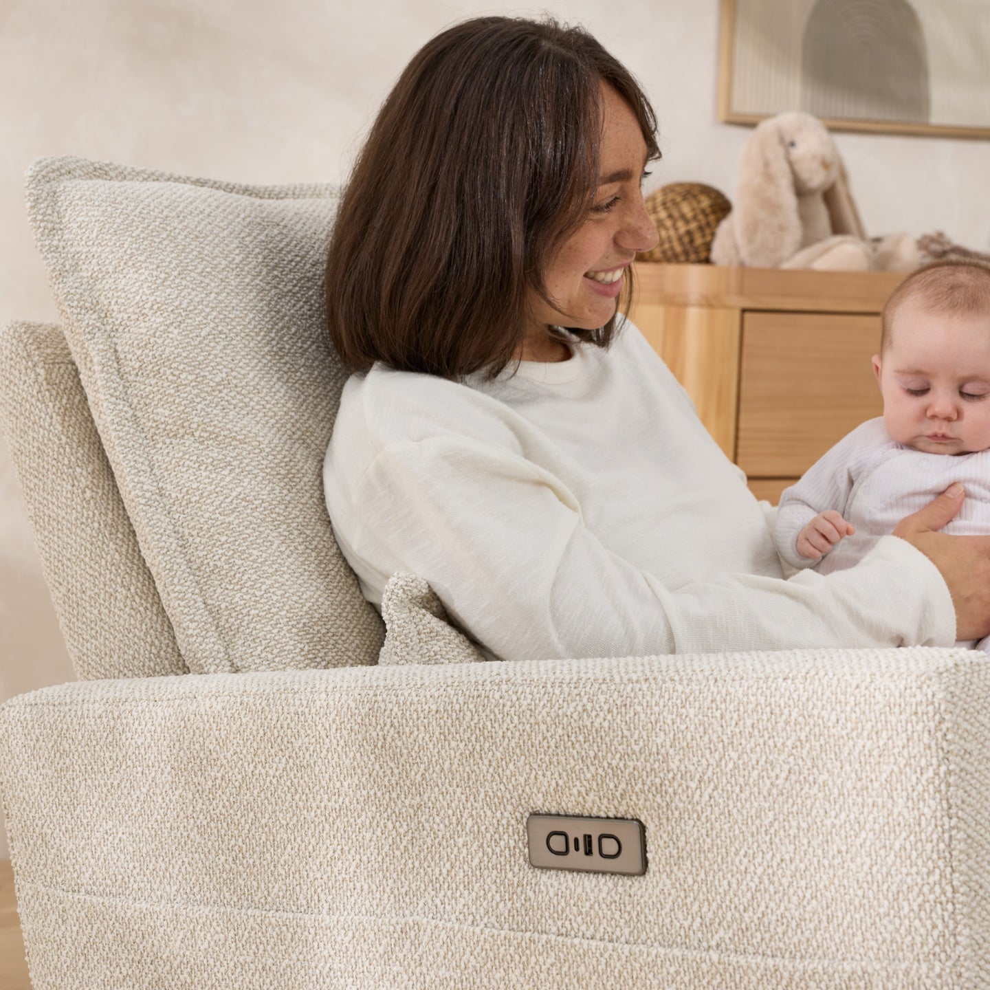 Tweed Glider Rocker Il Tutto Frankie Electric Recliner Glider Nursery Chair Soft Tweed ...