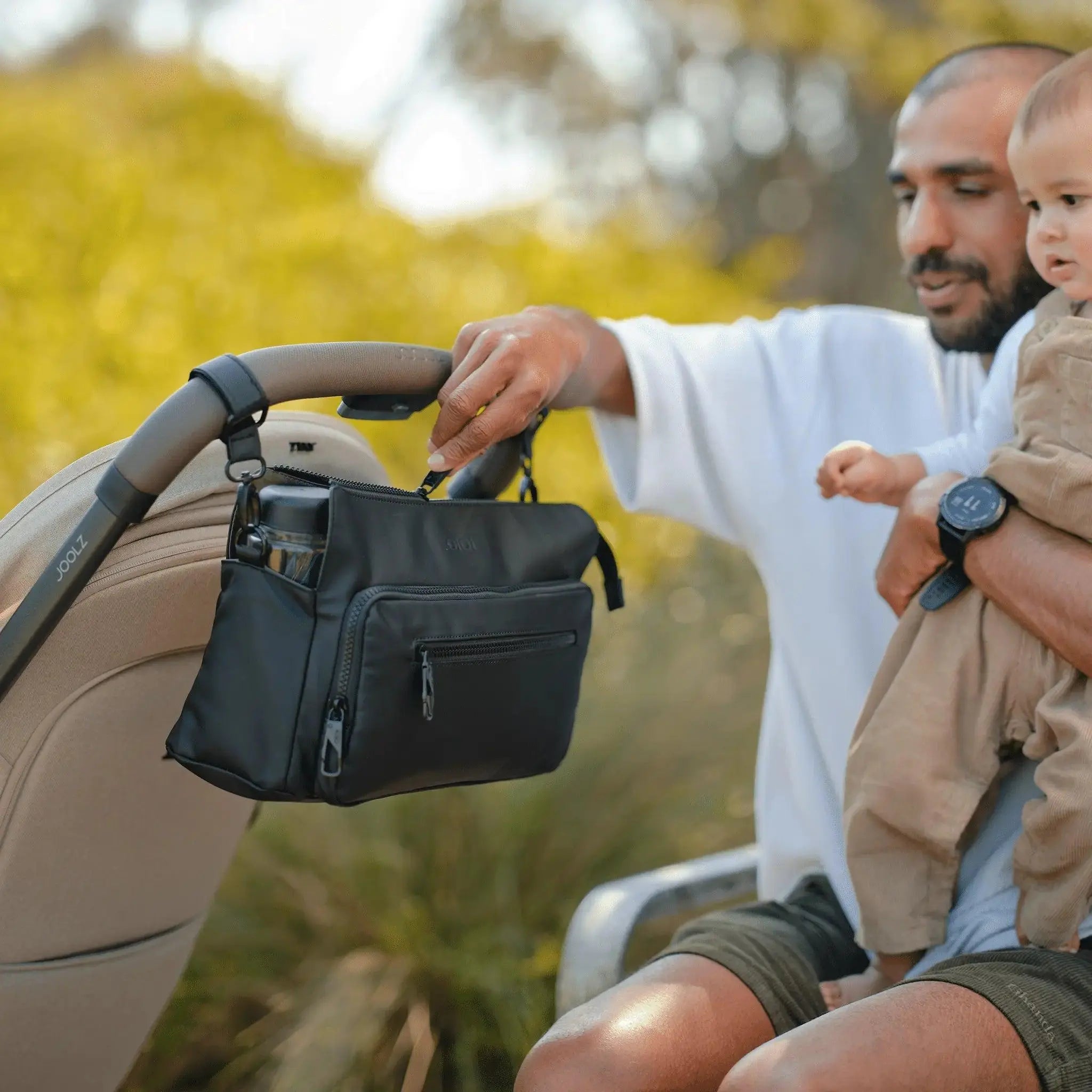 Caddy Backpack Multitasker Pram Caddy - Black Weatherproof | Baby Little – Kiddie Country