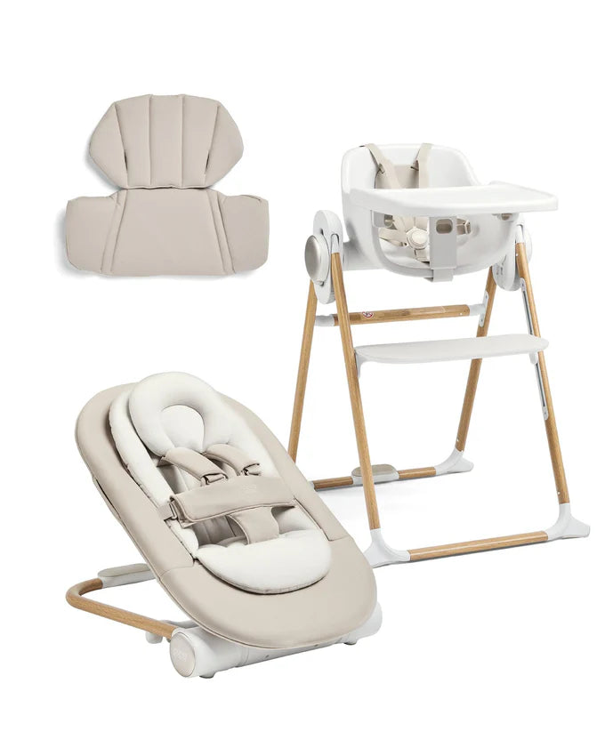 Mamas & Papas Eno Highchair, Bouncer & Cushion Bundle – Cashmere