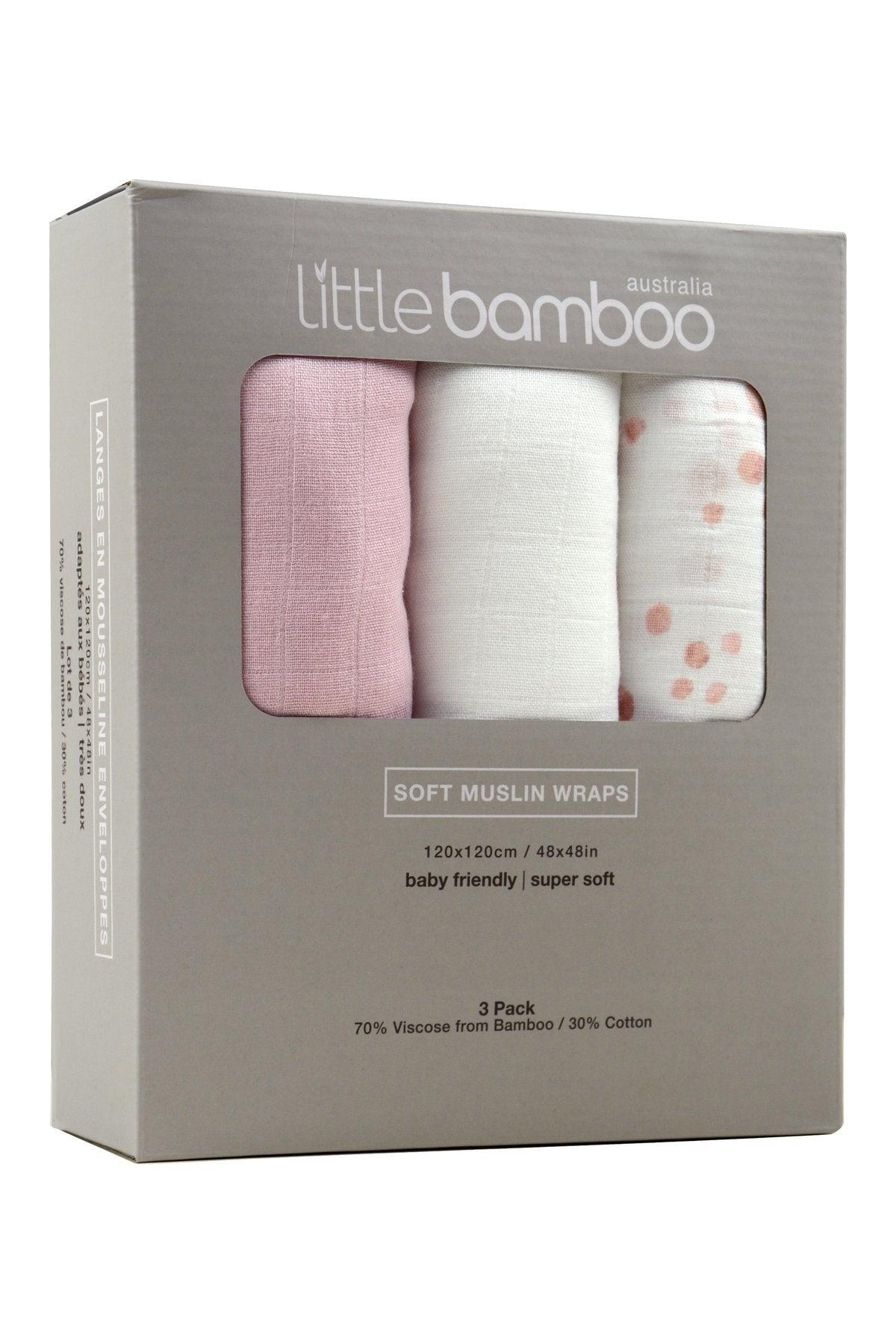 Little Bamboo Muslin Wraps 3pk - Kiddie Country